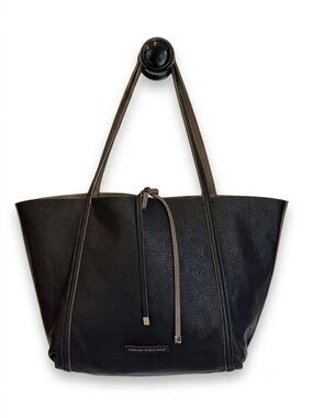 Authentic Armani Exchange Reversible Pebbled Tote Bag - Taupe / Black